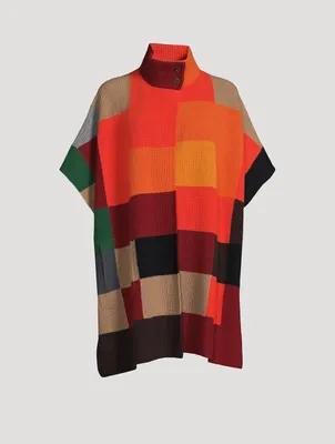 Abstract Intarsia Cashmere, Wool And Silk Cape