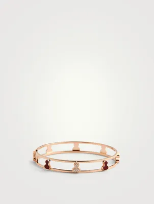 Wulu 18K Rose Gold Bangle With Red Agate And Diamonds