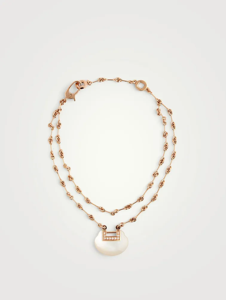 Yu Yi 18K Rose Gold Double Chain Bracelet With Mother-Of-Pearl And Diamonds