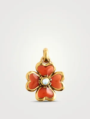 Talisman 24K Gold Plated Trefle Charm With Pearl