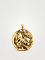 Medium 24K Gold Plated Pisces Charm With Turquoise