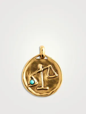 Medium 24K Gold Plated Libra Charm With Turquoise
