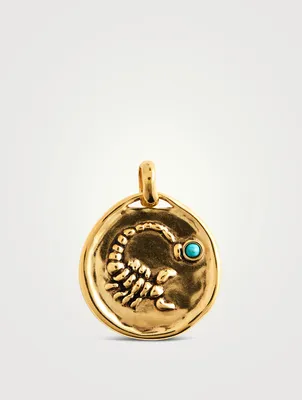 Medium 24K Gold Plated Scorpio Charm With Turquoise