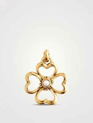 Talisman 24K Gold Plated Trefle Charm With Pearl