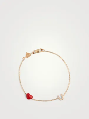 14K Gold Love U Bracelet With Diamonds