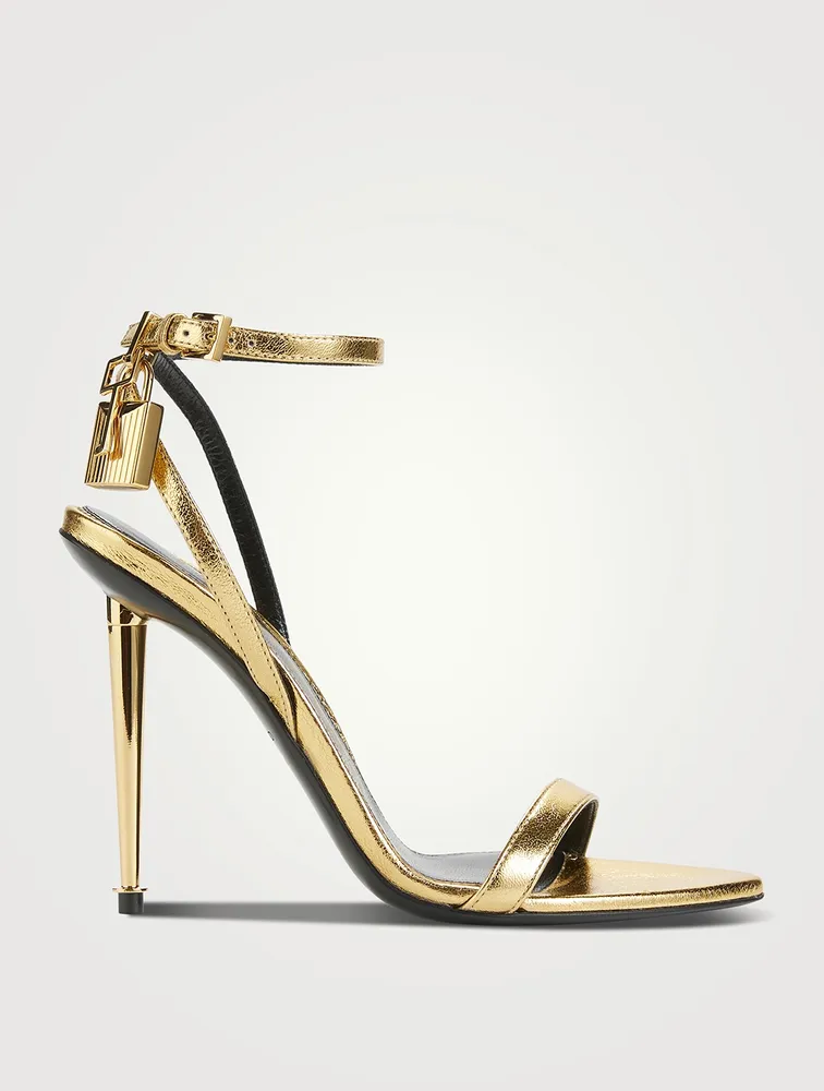 Metallic Leather Sandals With Padlock