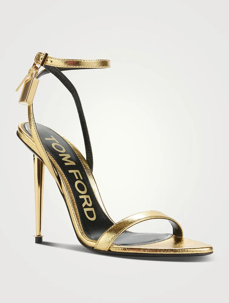 Metallic Leather Sandals With Padlock