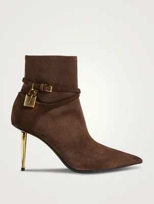 Suede Ankle Boots With Padlock