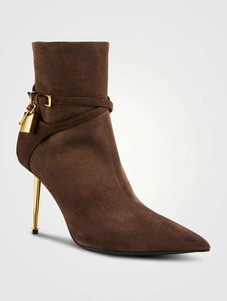 Suede Ankle Boots With Padlock