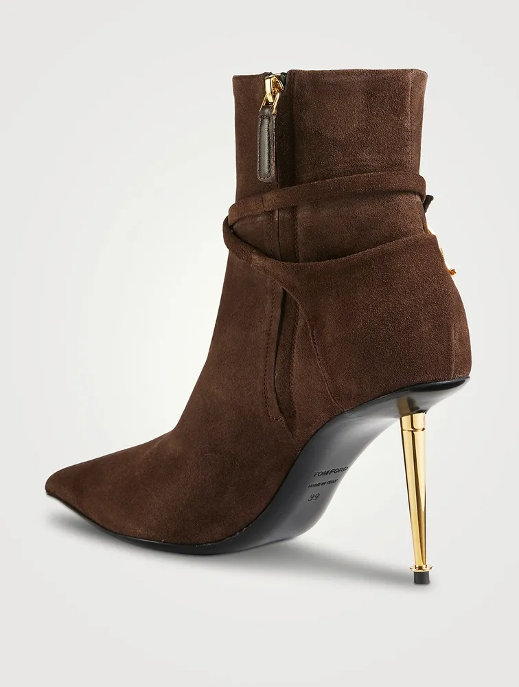 Suede Ankle Boots With Padlock