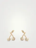 Mini 14K Gold Cherry Stud Earrings With Diamonds