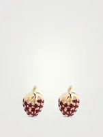 Mini 14K Gold Strawberry Stud Earrings With Rubies