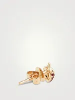 Mini 14K Gold Strawberry Stud Earrings With Rubies