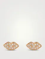 Mini 14K Gold Smooch Stud Earrings With Diamonds