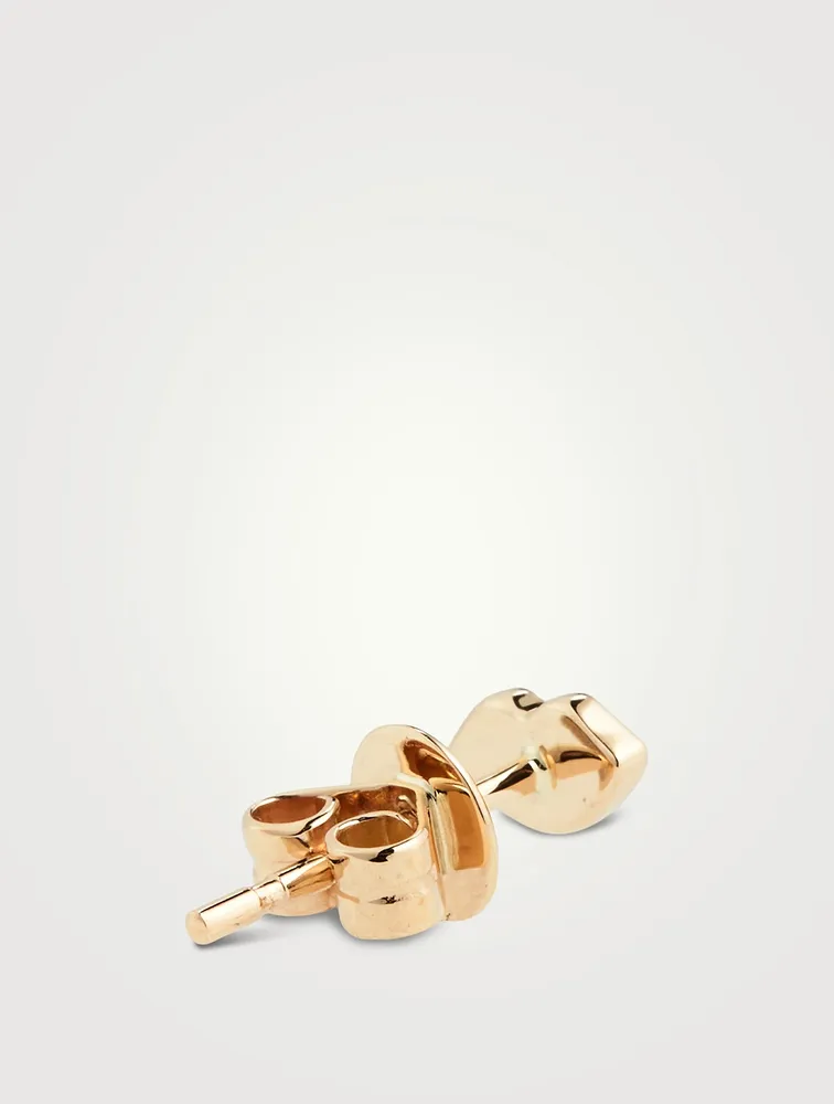 Mini 14K Gold Smooch Stud Earrings With Diamonds