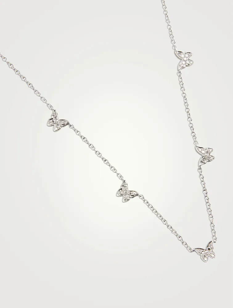 14K Gold Butterfly Necklace With Diamonds