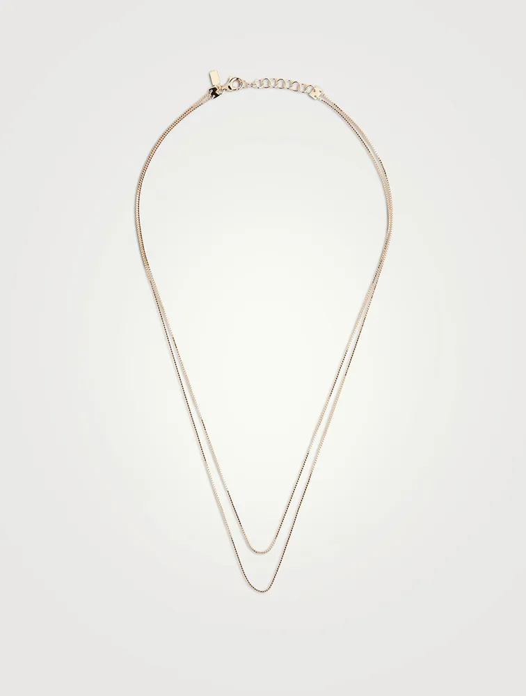 14K Gold Double Strand Chain Necklace