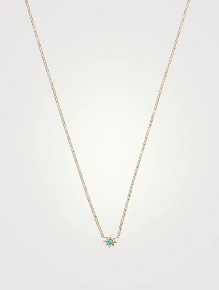 14K Gold Starburst Necklace With Turquoise