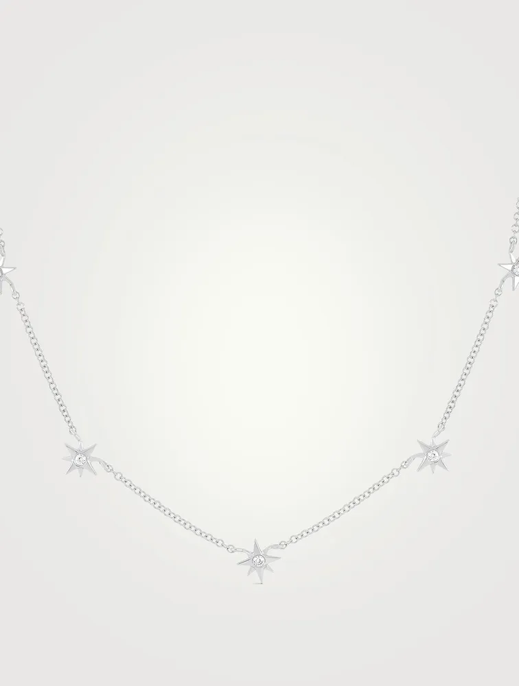 14K Gold Multi Starburst Necklace With Diamonds