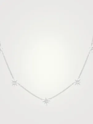 14K Gold Multi Starburst Necklace With Diamonds