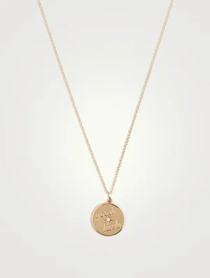 14K Gold Good Luck Necklace With Diamond