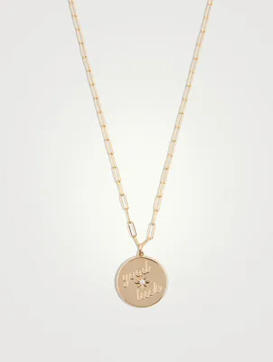 Jumbo 14K Gold Good Luck Necklace With Diamond