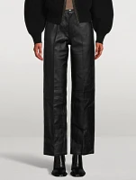 Leather Straight-Leg Trousers