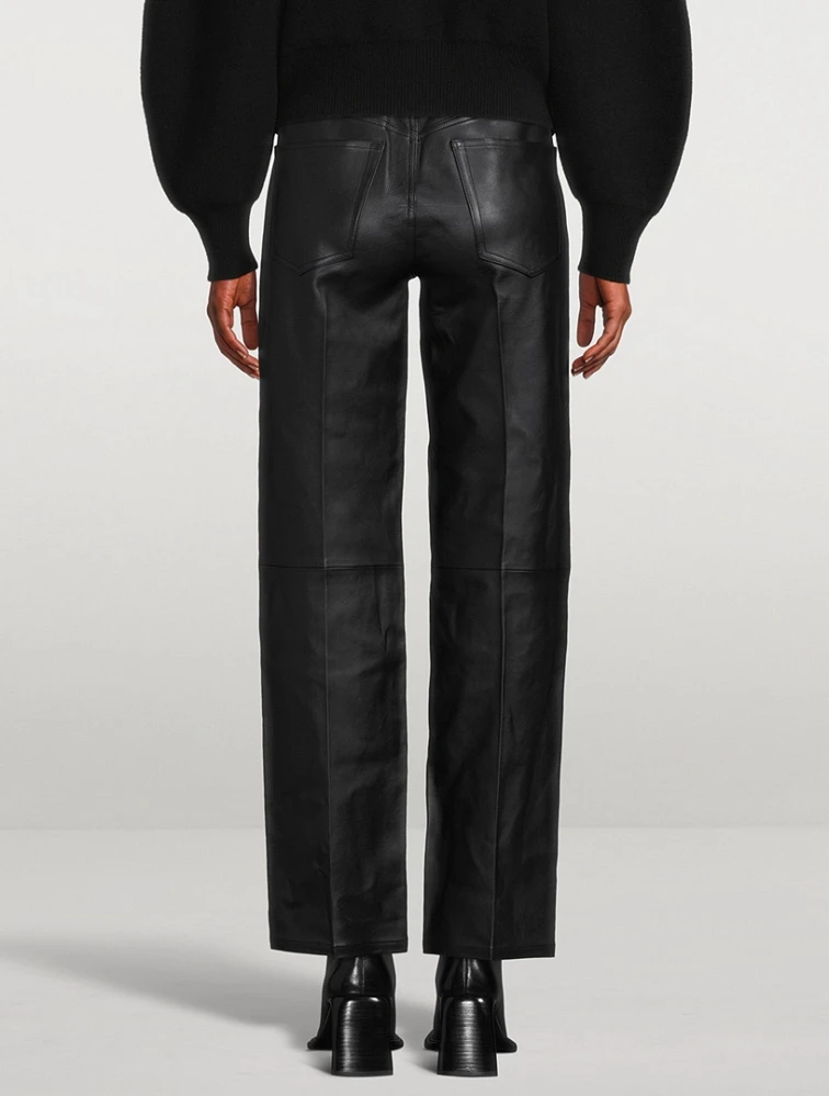 Leather Straight-Leg Trousers