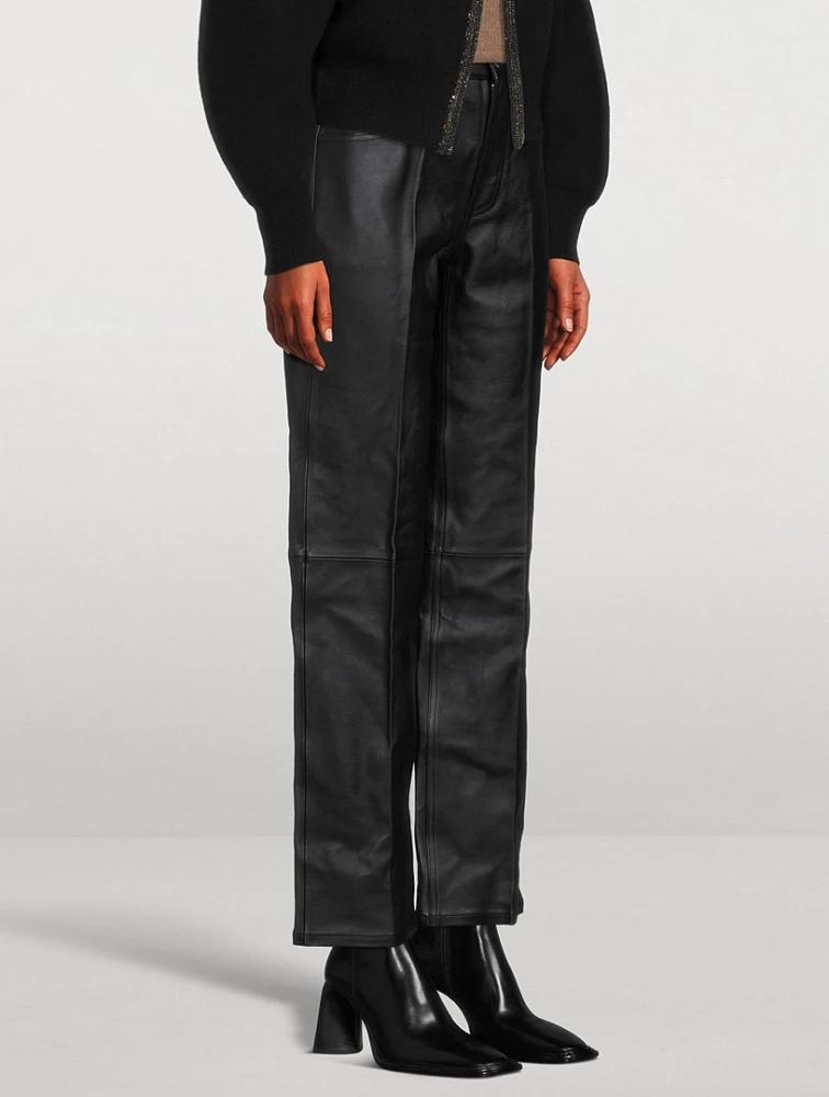 Leather Straight-Leg Trousers