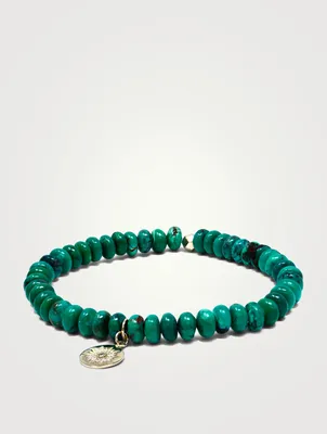 Bohème 14K Gold Diamond Milly Charm Beaded Green Turquoise Bracelet