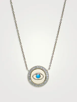 Classique Royale 14K Gold Evil Eye Necklace With Turquoise And Diamonds