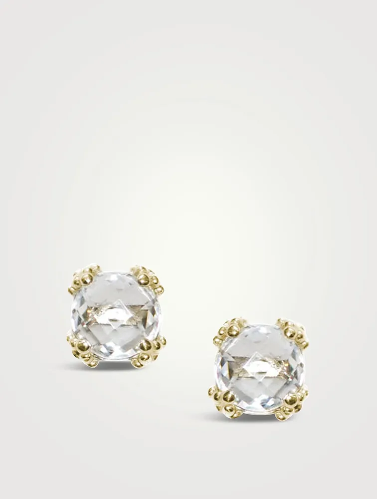 Mini Dew Drop 14K Gold Cluster Clear Topaz Stud Earrings