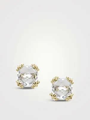 Mini Dew Drop 14K Gold Cluster Clear Topaz Stud Earrings