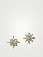 Aztec 14K Gold North Star Stud Earrings With Diamonds