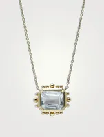 Dew Drop 14K Gold Marine Pendant Necklace With Clear Topaz