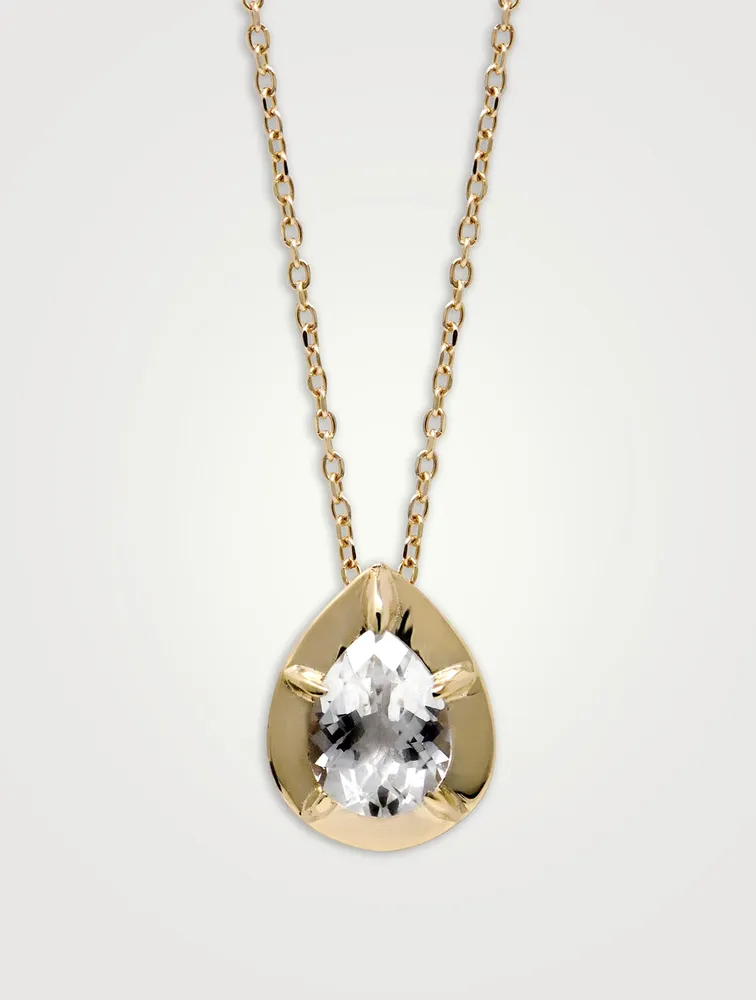 Classique 14K Gold Grande Mélia Pear Necklace With Topaz
