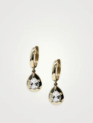 Classique Melia 14K Gold Pear Drop Huggie Earrings With Clear Topaz