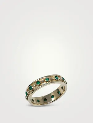 Dew Drop Méditerranée 14K Gold Eternity Ring With Emeralds