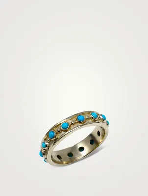 Dew Drop Méditerranée 14K Gold Eternity Ring With Turquoise