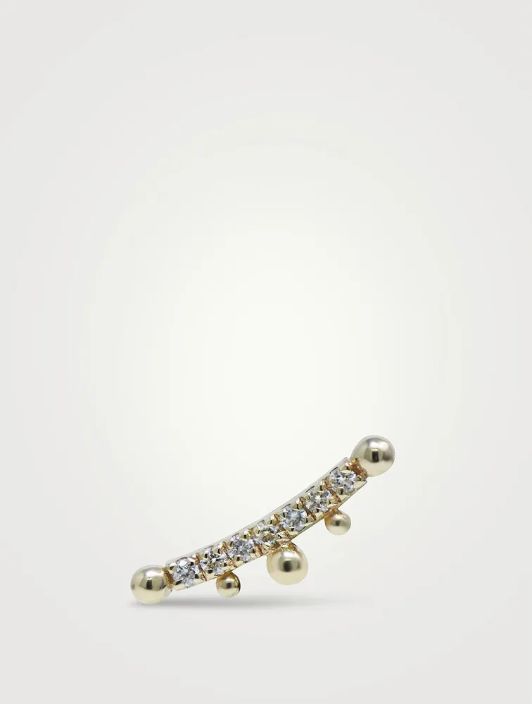 Dew Drop 14K Gold Pavé Ear Crawler With Diamonds