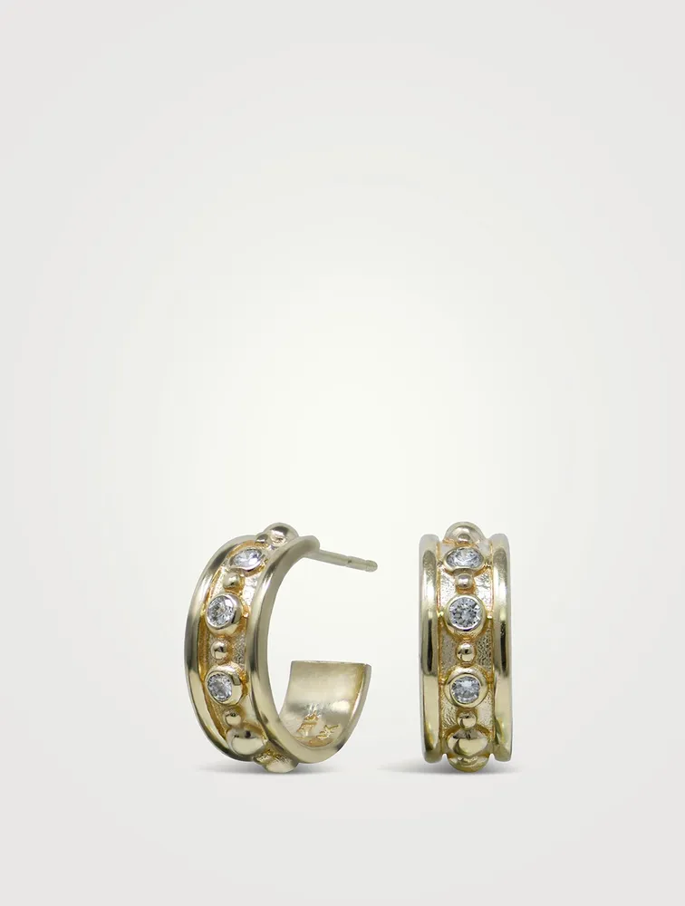 Dew Drop Méditerranée 14K Gold Hoop Earrings With Diamonds