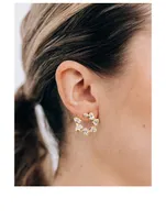 Mélia 14K Gold Pear Front-To-Back Hoop Earrings With Clear Topaz