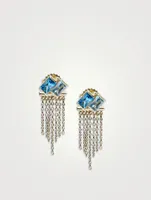 Deux Carré 14K Gold Fringe Earrings With Blue Topaz