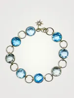 Aztec 14K Gold Starburst Bezel Link Bracelet With Gemstones