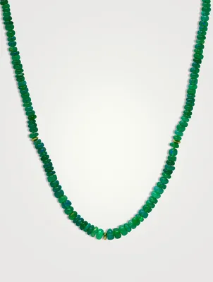 Bohème Smooth Green Opal Rondelle Necklace