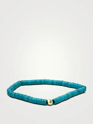 Bohème 14K Gold Charm Beaded Turquoise Heishe Bracelet