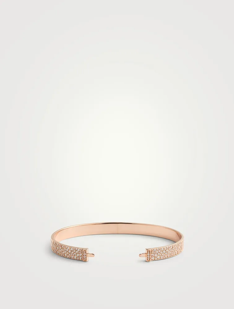 Interchangeable 18K Rose Gold Bangle Bracelet With Diamonds