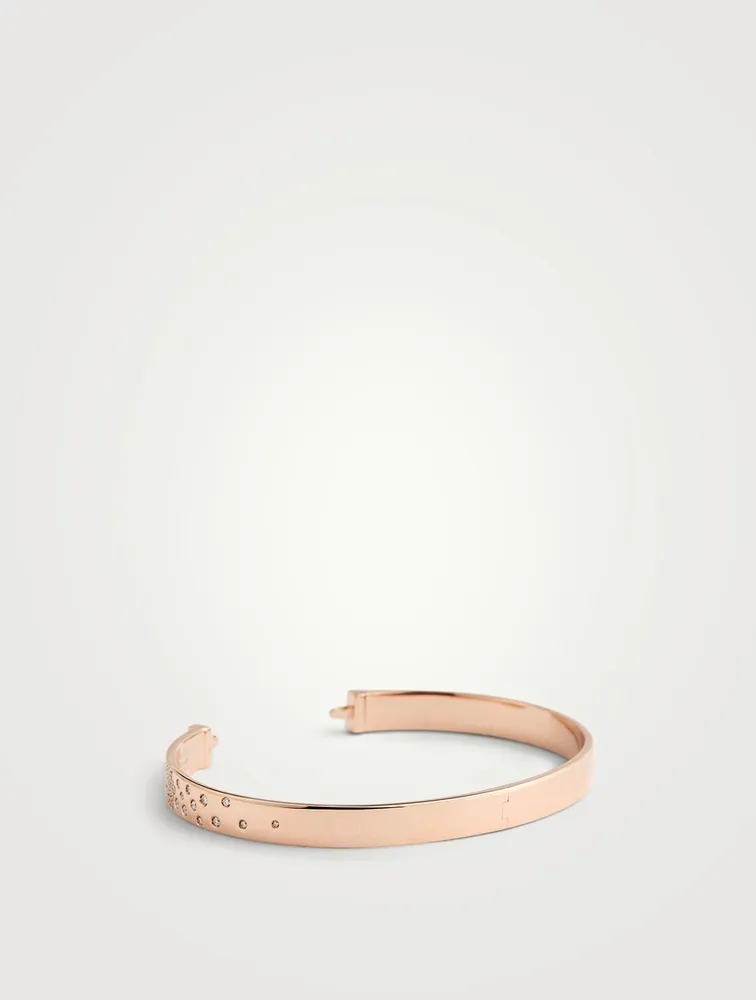 Interchangeable 18K Rose Gold Bangle Bracelet With Diamonds