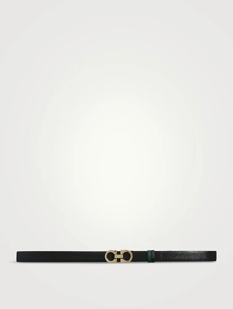 Reversible And Adjustable Gancini Leather Belt