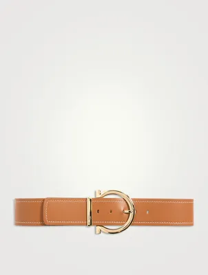 Wide Gancini Leather Belt